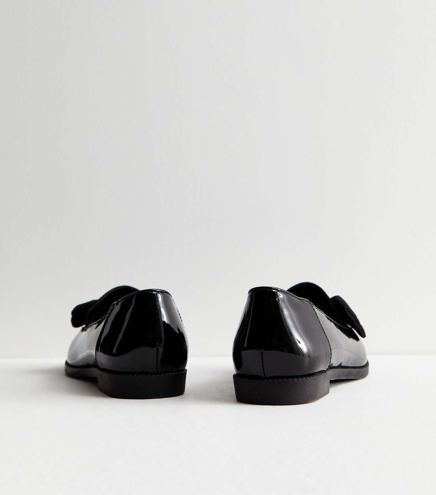 Black Patent Suedette Bow Loafers Image 4