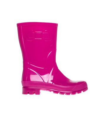 JUJU Bright Pink Calf Jelly Boots New Look