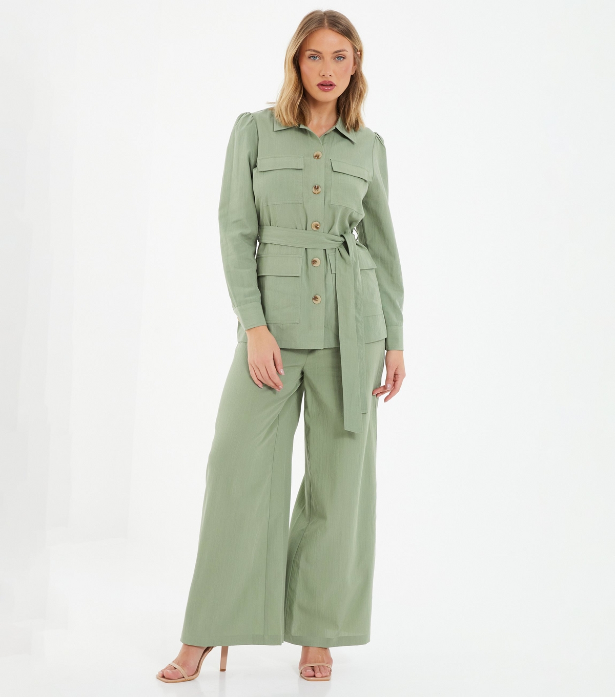 Women's Green Belted Utility Jacket Quiz New Look