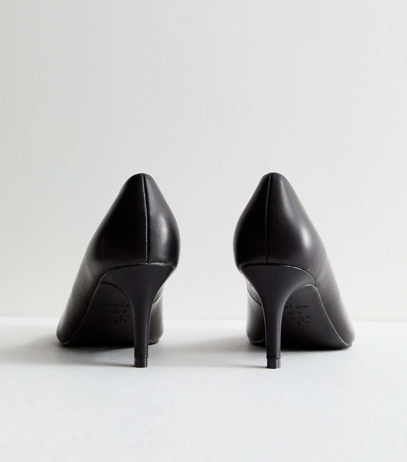 Wide Fit Black Leather-Look Stiletto Heel Court Shoes Image 4
