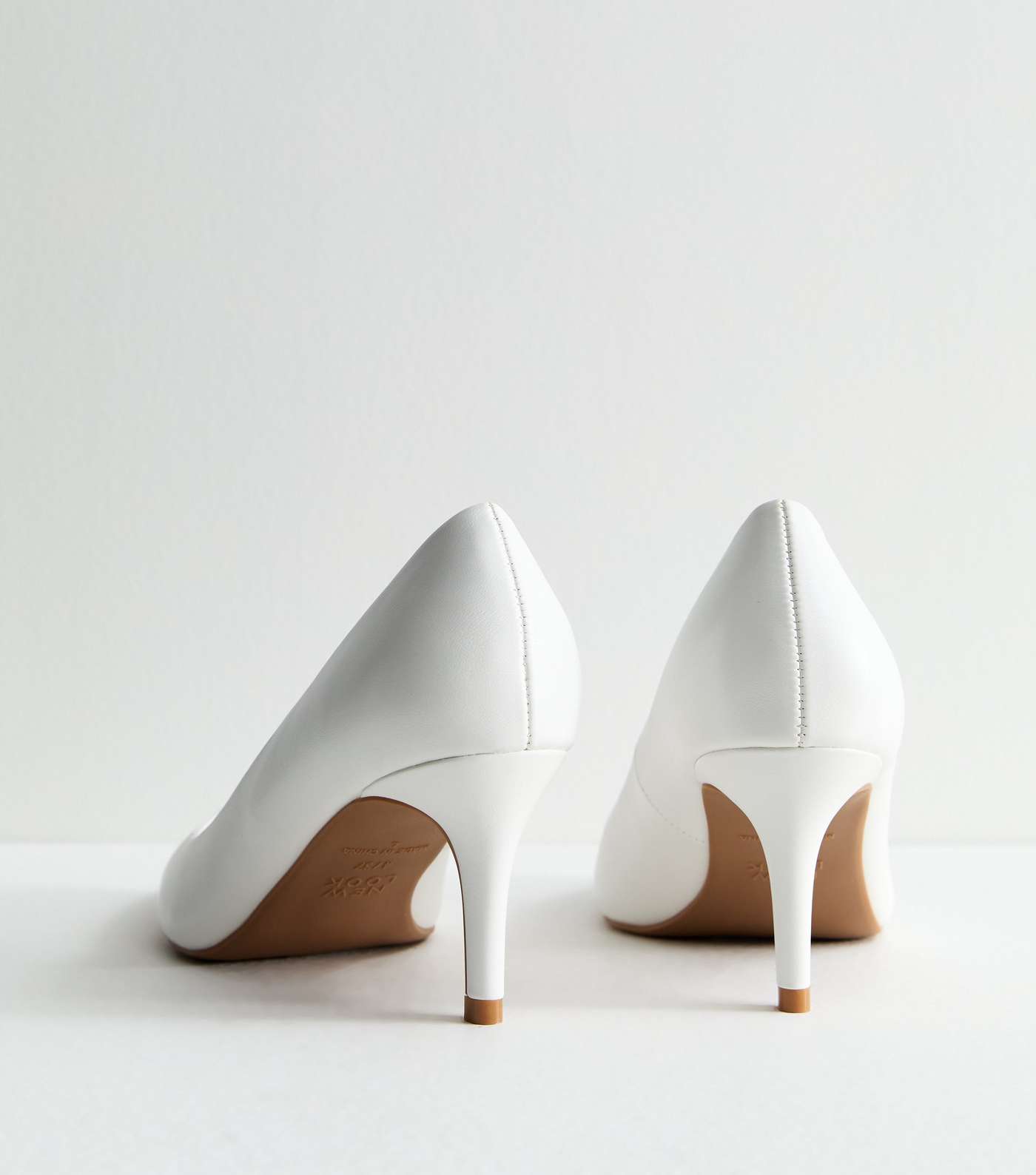 Wide Fit White Leather-Look Stiletto Heel Court Shoes | New Look