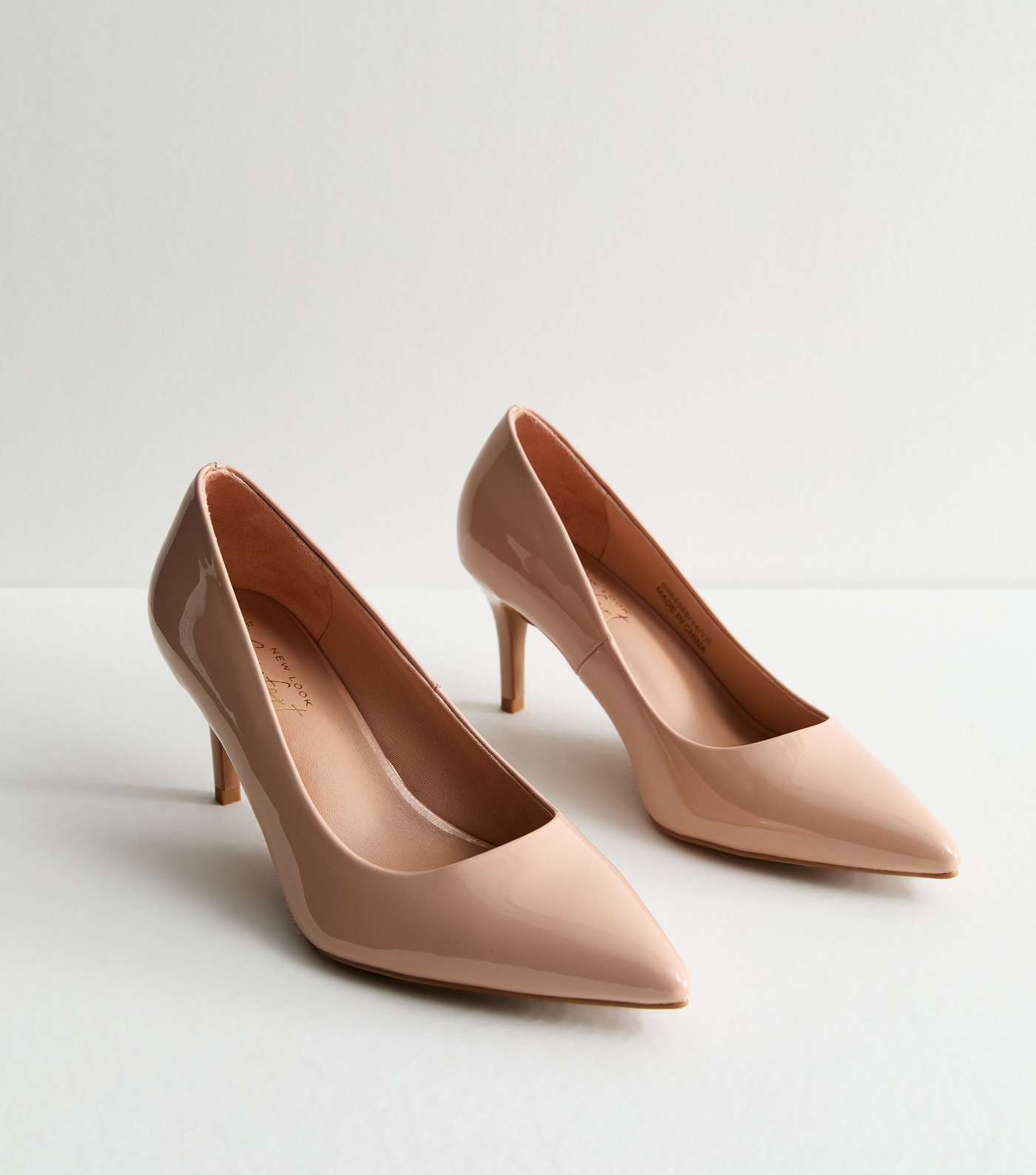 Wide Fit Pale Pink Patent Stiletto Heel Court Shoes Image 3