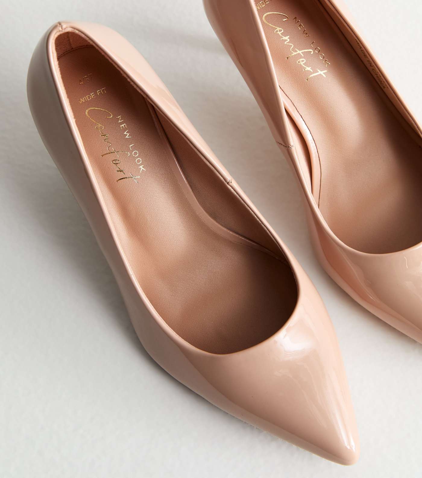 Wide Fit Pale Pink Patent Stiletto Heel Court Shoes Image 5