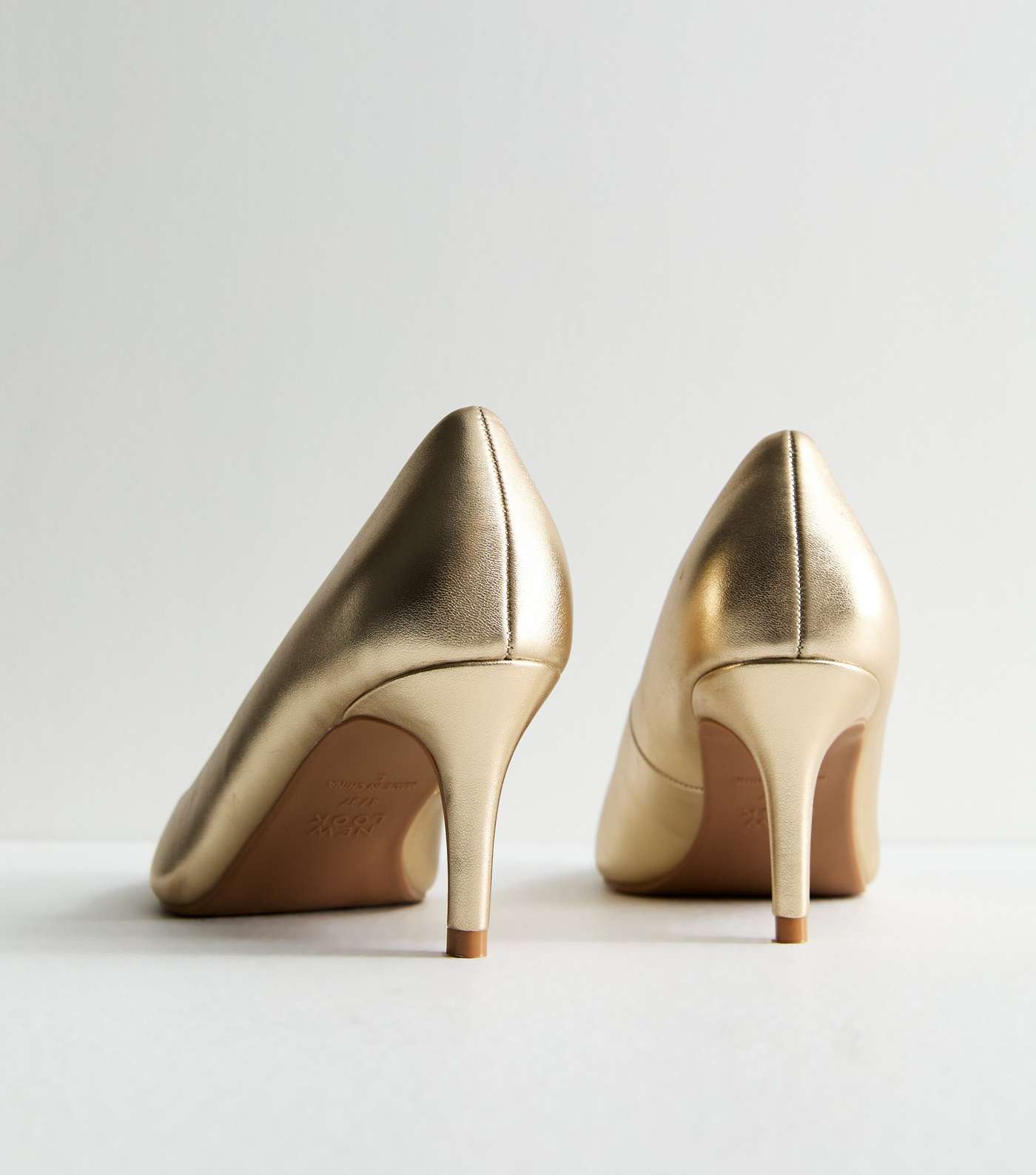Wide Fit Gold Metallic Stiletto Heel Court Shoes Image 4