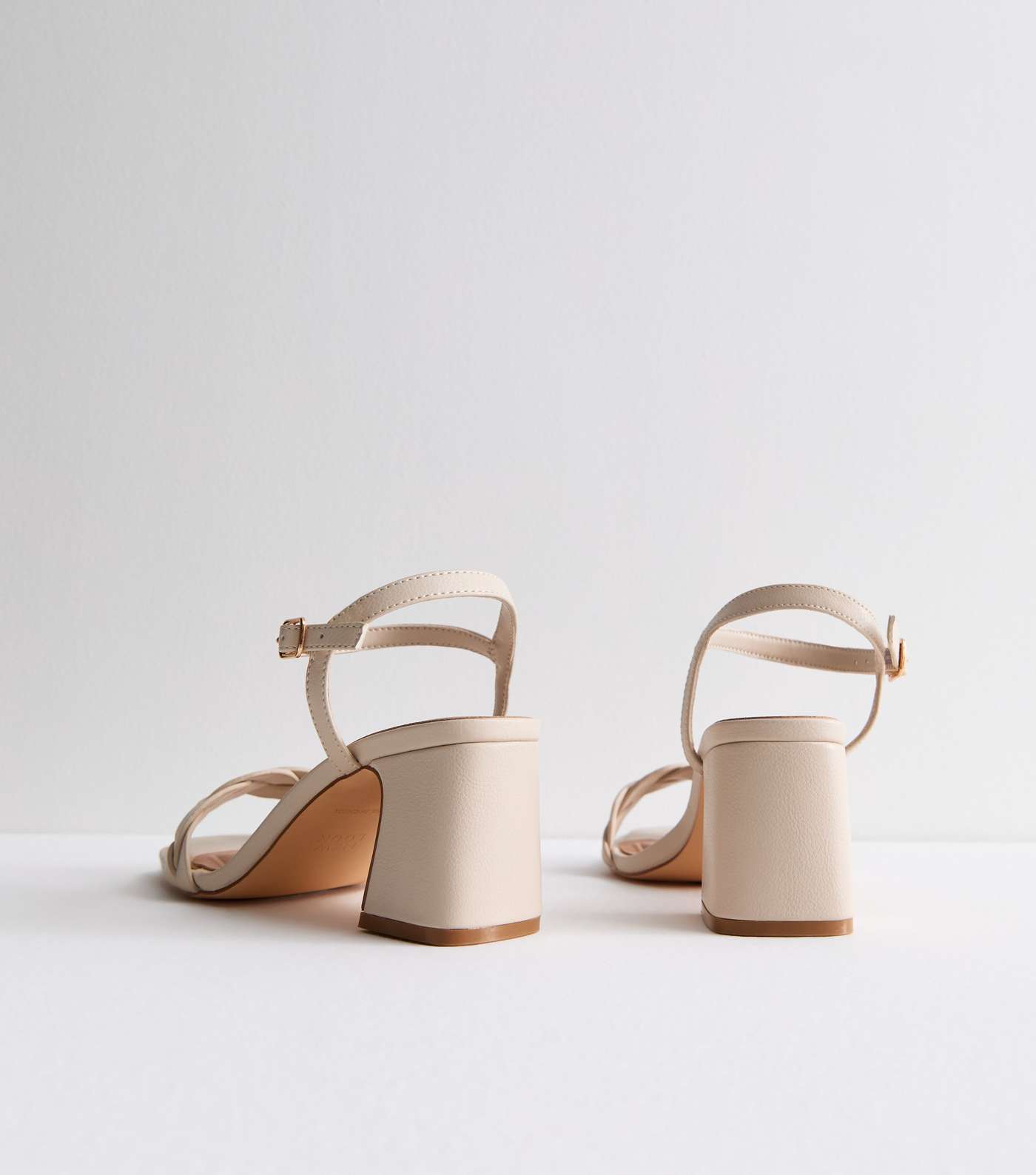 Wide Fit Off White Plaited Block Heel Sandals Image 4