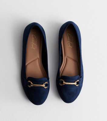 Navy Suedette Snaffle Trim Loafers