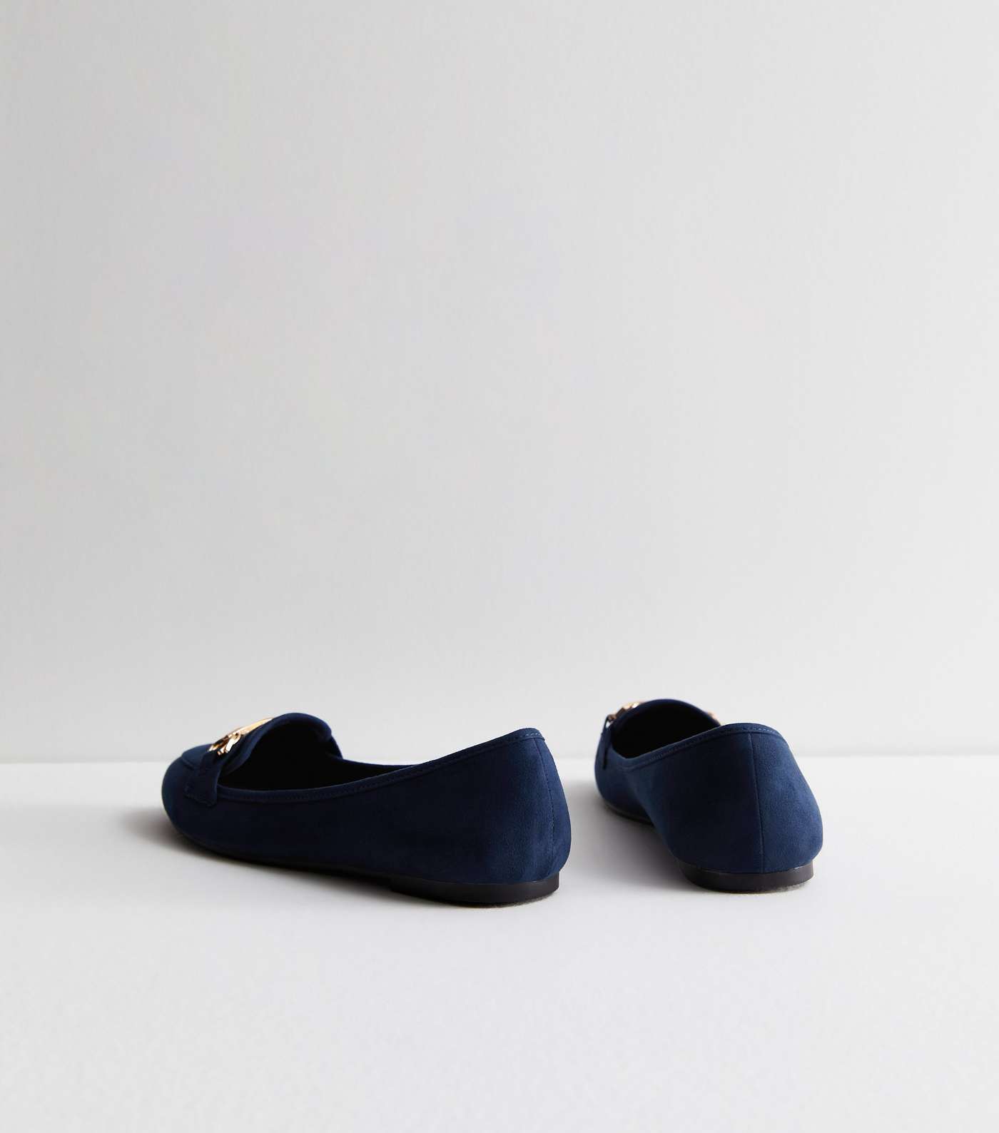 Navy Suedette Snaffle Trim Loafers Image 4