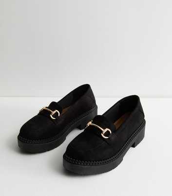 Black Suedette Snaffle Chunky Loafers