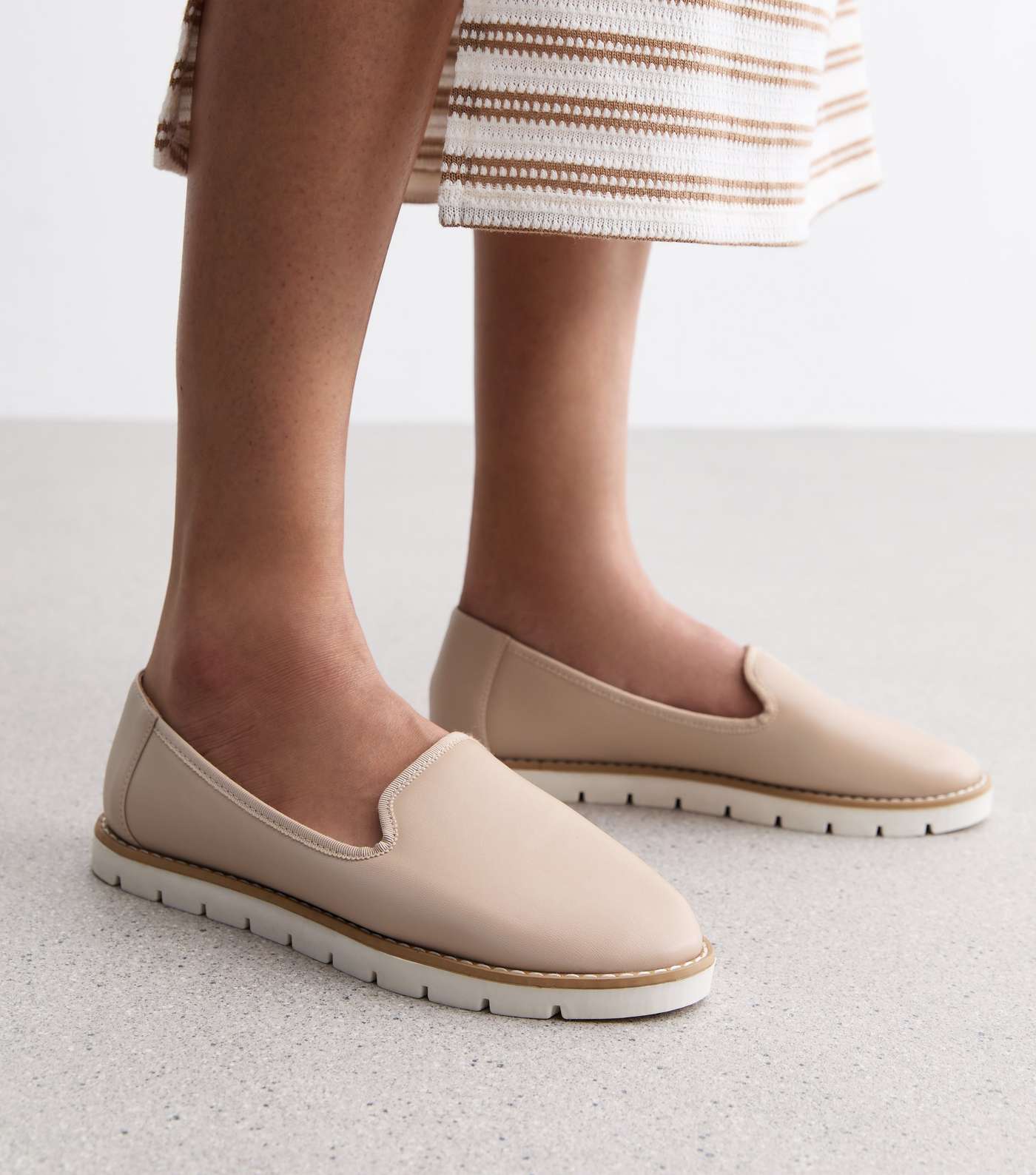 Off White Leather-Look Chunky Loafers Image 2