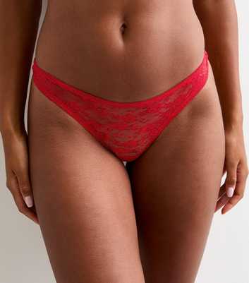 Red Floral Lace Thong