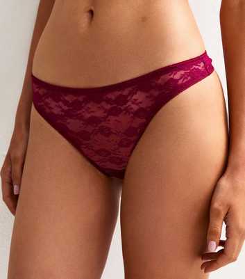 Burgundy Lace Thong