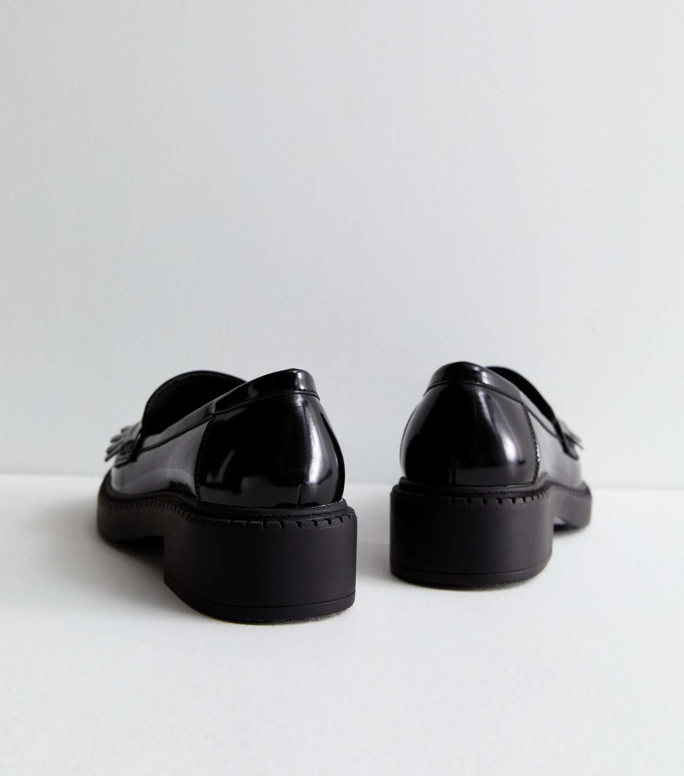 Black Leather-Look Tassel Trim Loafers Image 4