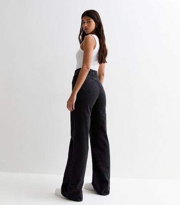 Black high waisted wide leg jeans hotsell