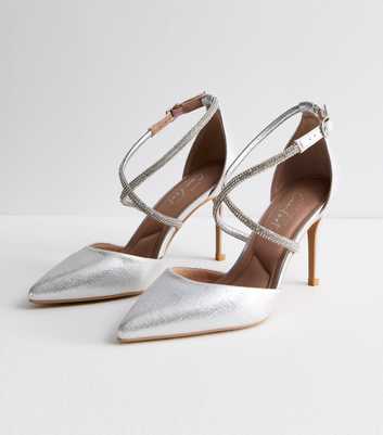 Silver Diamanté Stiletto Heel Court Shoes