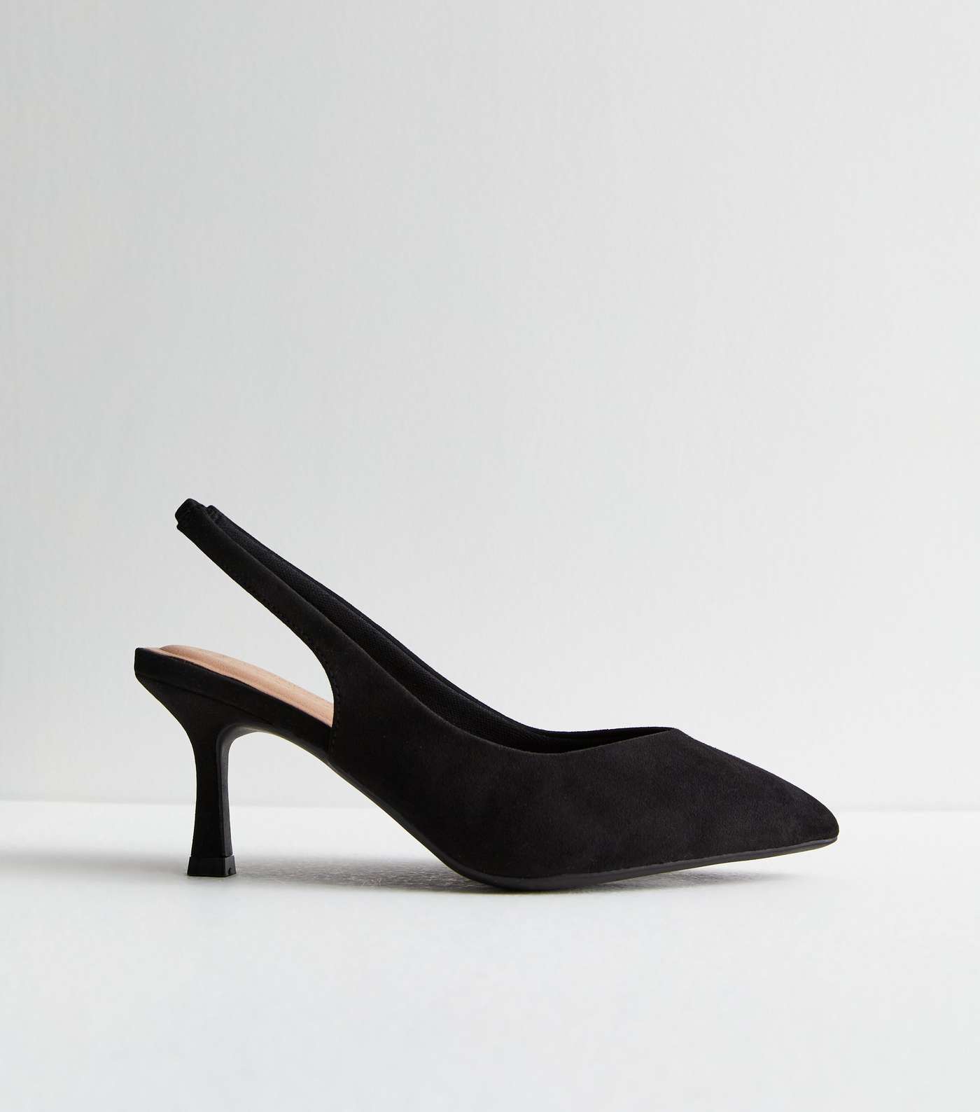 Wide Fit Black Suedette Slingback Stiletto Court Shoes Image 3