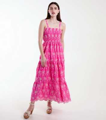 Blue Vanilla Pink Cotton Midi Dress