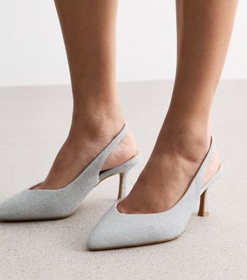 Silver grey 2025 slingback shoes