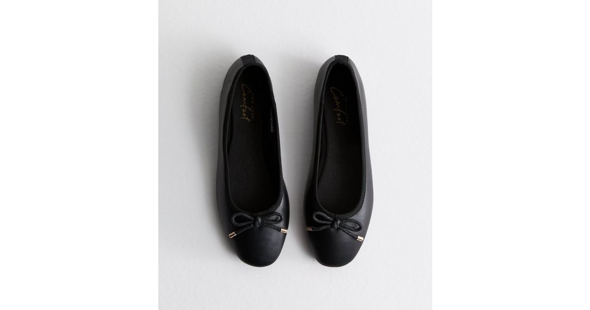 Black Leather-Look Ballerina Pumps New Look