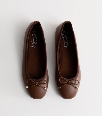 Brown leather ballet pumps hotsell