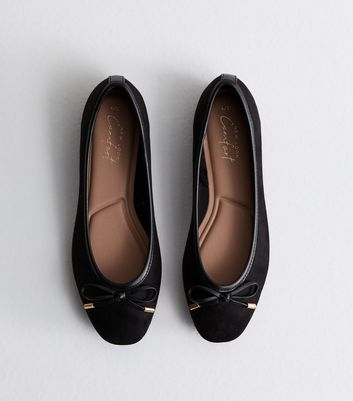 Black Suedette Ballet Flats New Look