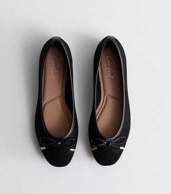 Black Suedette Ballet Flats