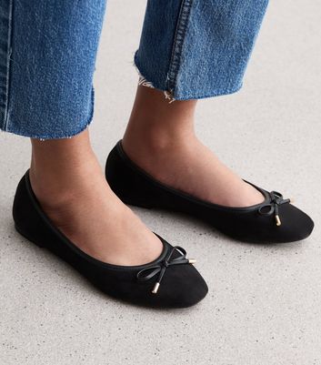 Black Suedette Ballet Flats New Look