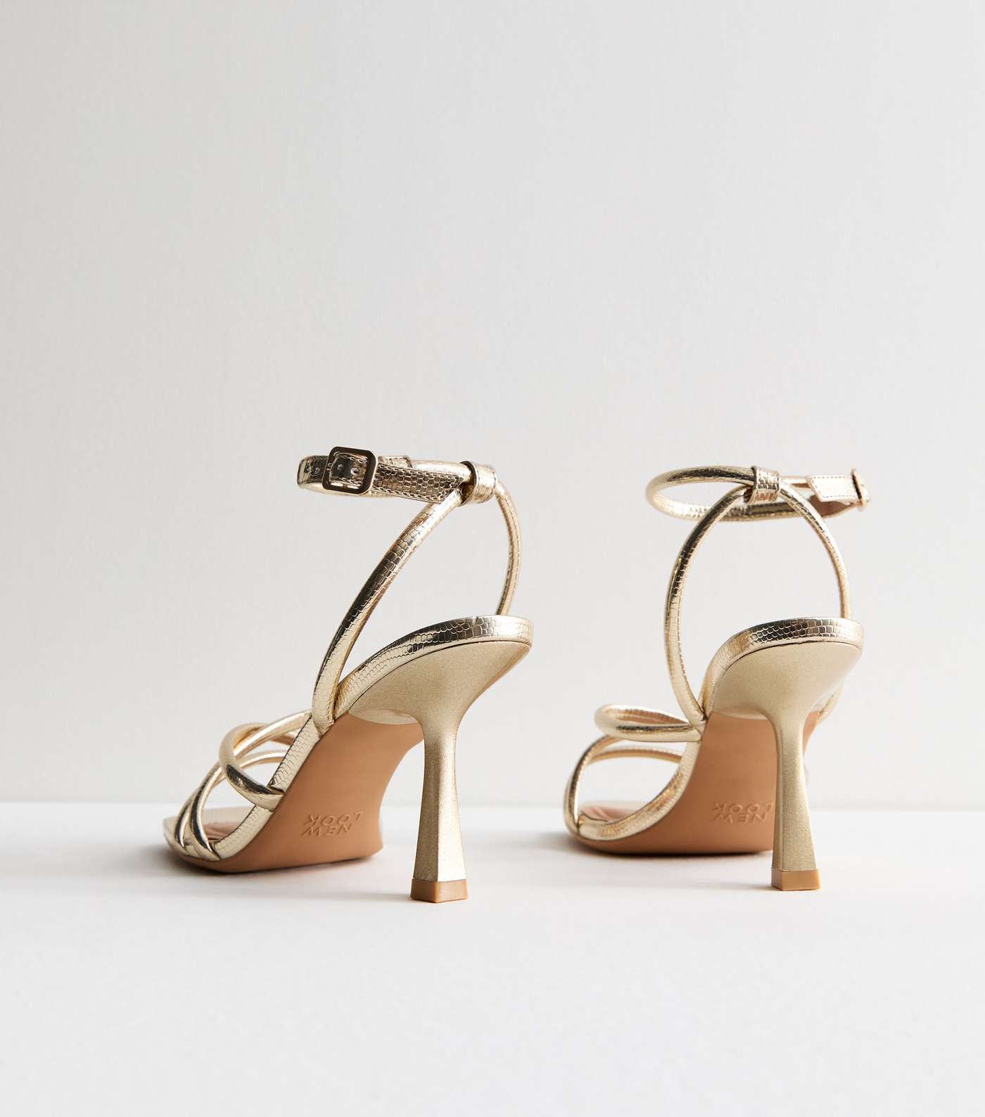 Gold Multi Strap Stiletto Heel Sandals Image 5