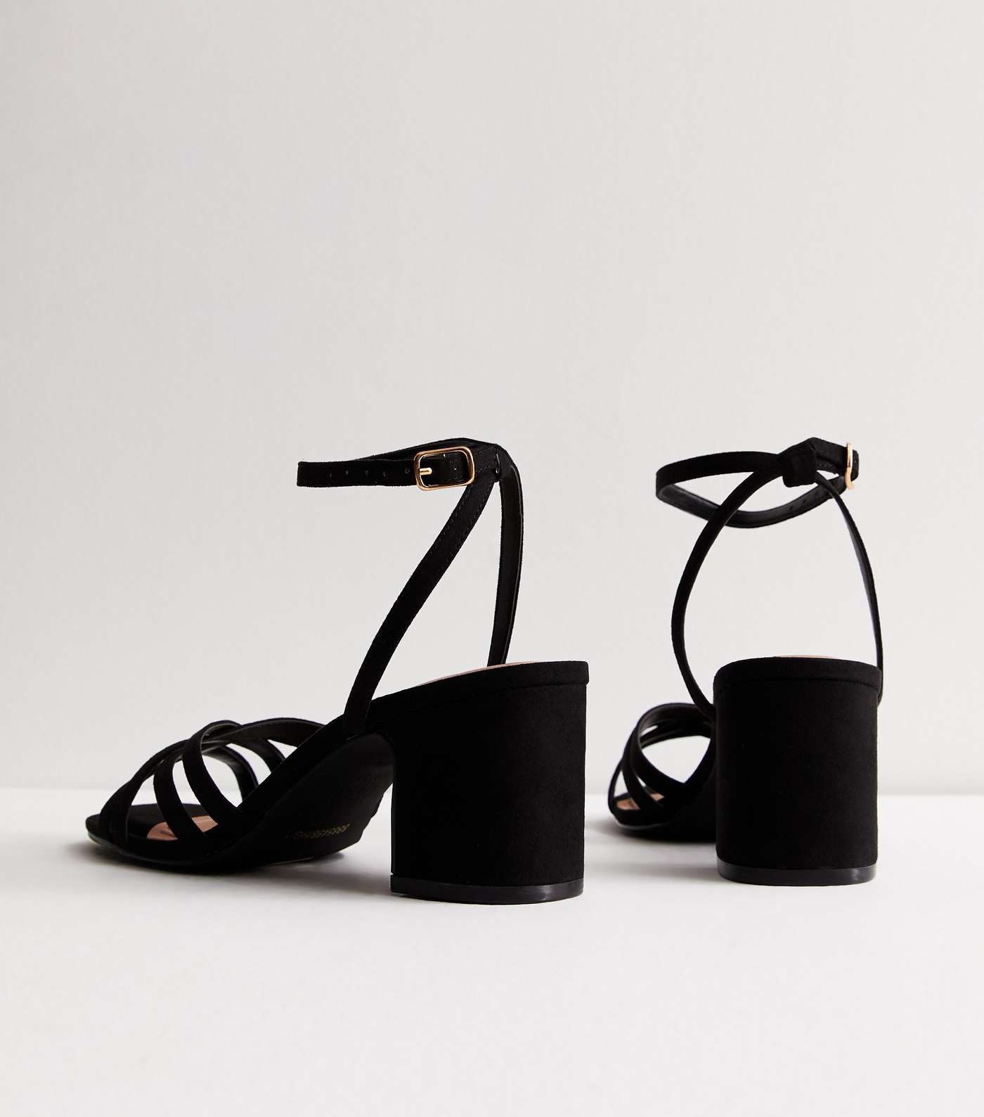 Black Suedette Strappy Block Heel Sandals Image 5