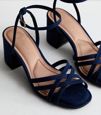 Navy heeled sandals new look hotsell