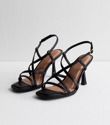 Wide Fit Black Strappy Stiletto Heel Sandals | New Look