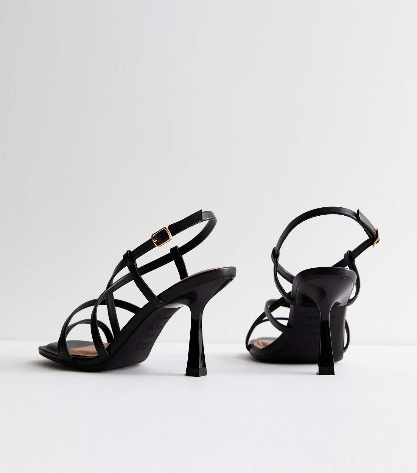 Wide Fit Black Strappy Stiletto Heel Sandals Image 4