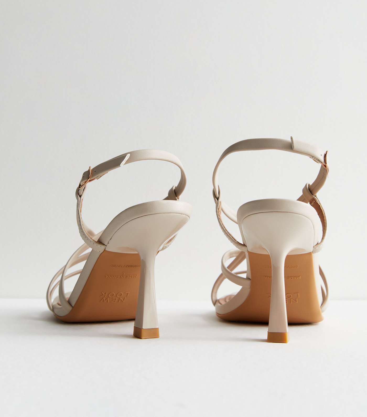 Wide Fit Off White Strappy Stiletto Heel Sandals Image 4
