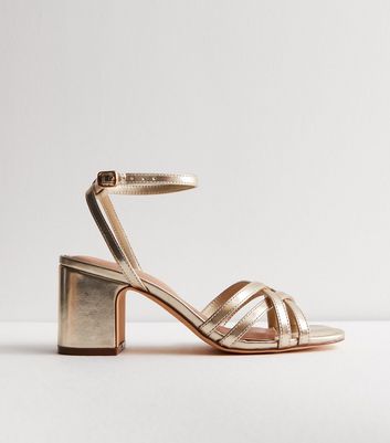 Rose Gold Glitter Strappy Stiletto Court Shoes | New Look