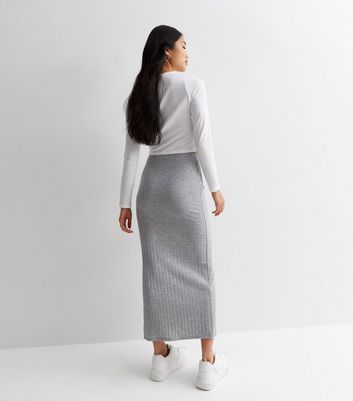 Grey high waisted outlet midi skirt