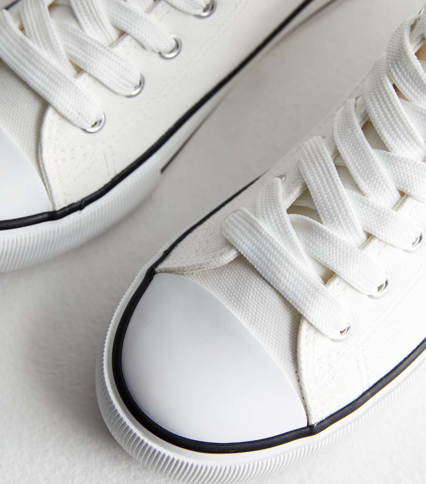 Wide Fit White Canvas High Top Lace Up Trainers Image 5
