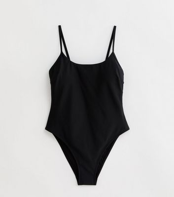 Black Scoop Neck Swimsuit New Look