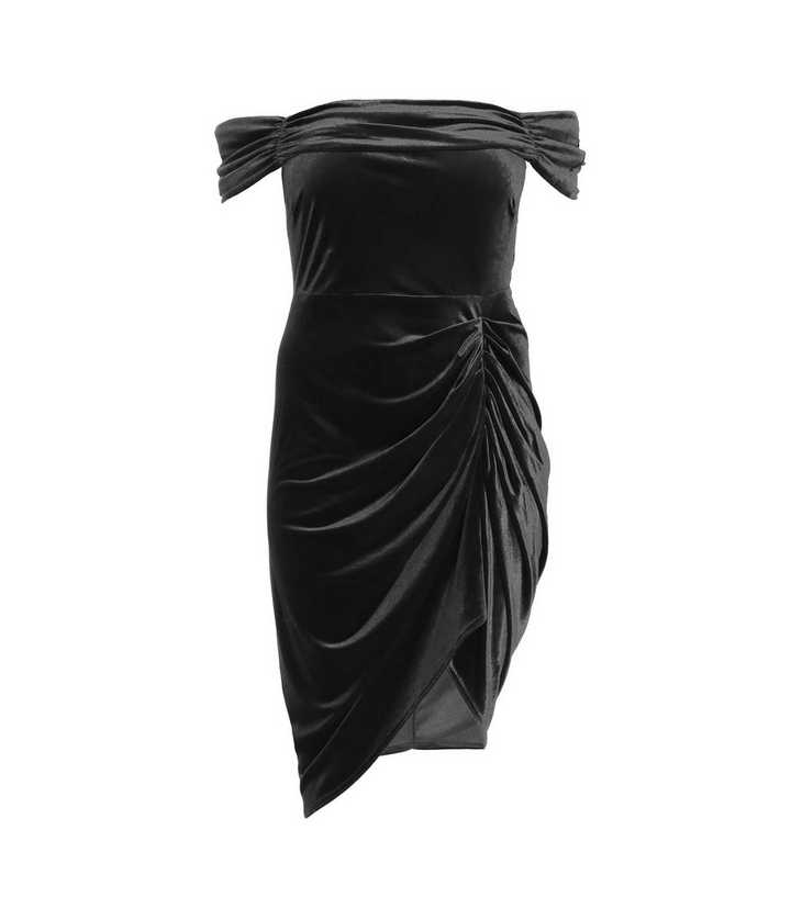 Womens Yours Curve Velvet Key Hole Dress - Black
