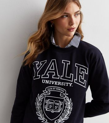 Navy Yale Logo Sweatshirt New Look