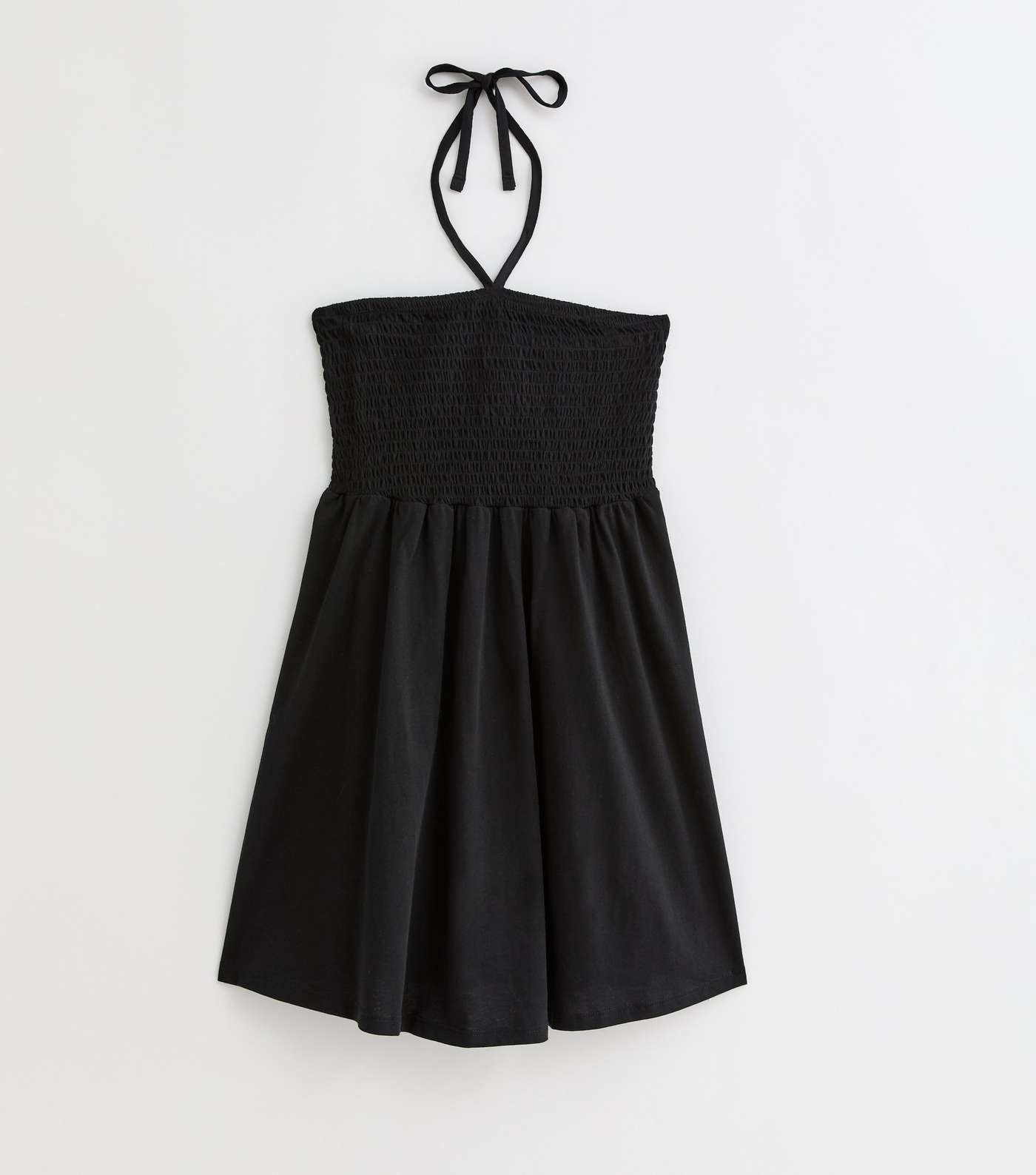 Black Shirred Halterneck Mini Dress Image 5