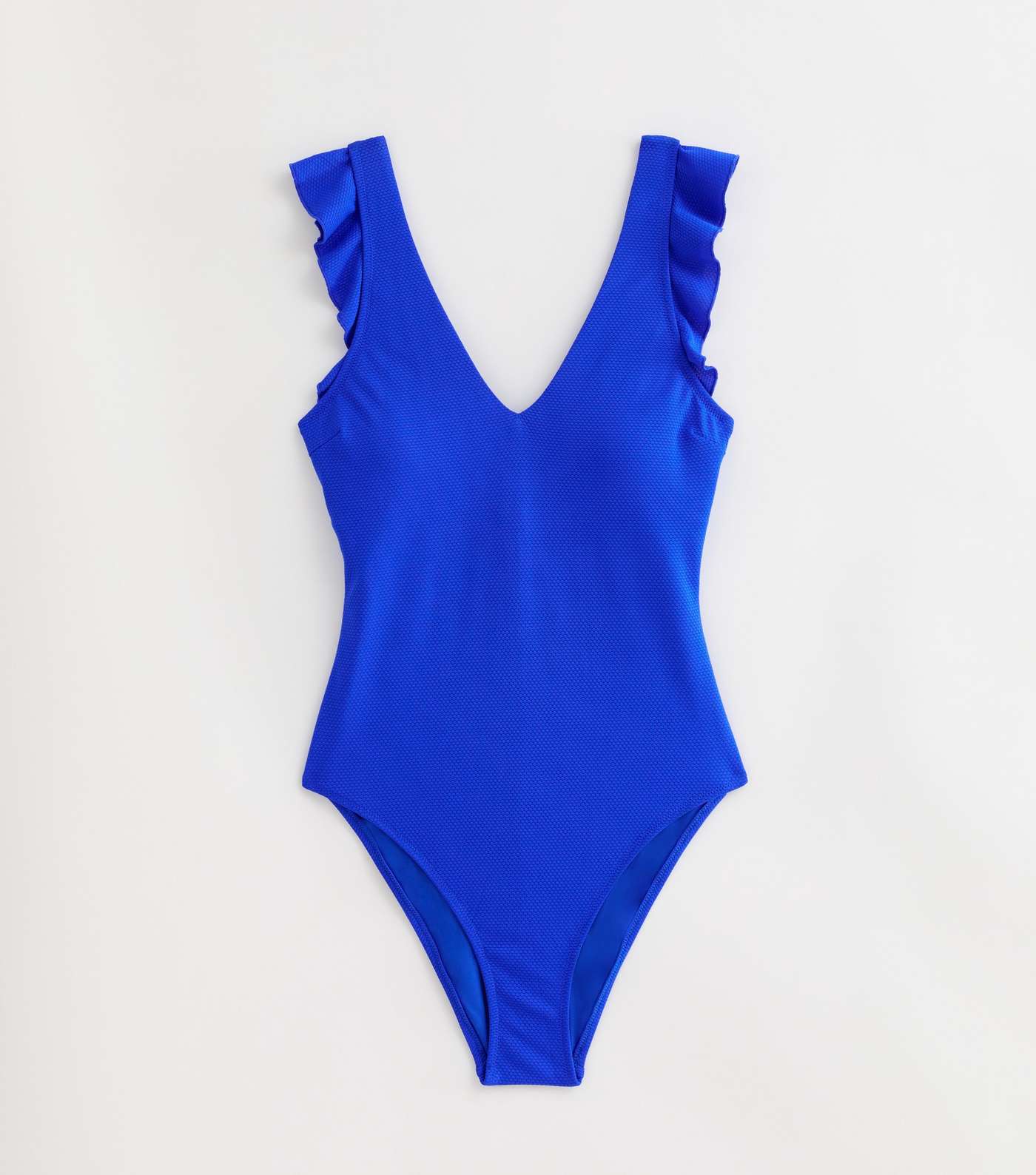 Tall Bright Blue Frill High Leg Swimsuit Image 5