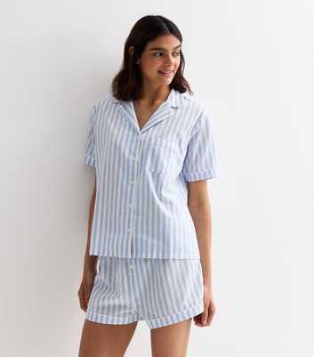 Blue Stripe Shorts Shirt Pyjama Set 