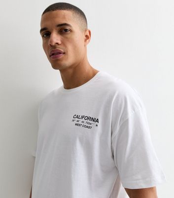 Men's White Cotton California Pocket Print T-Shirt New Look