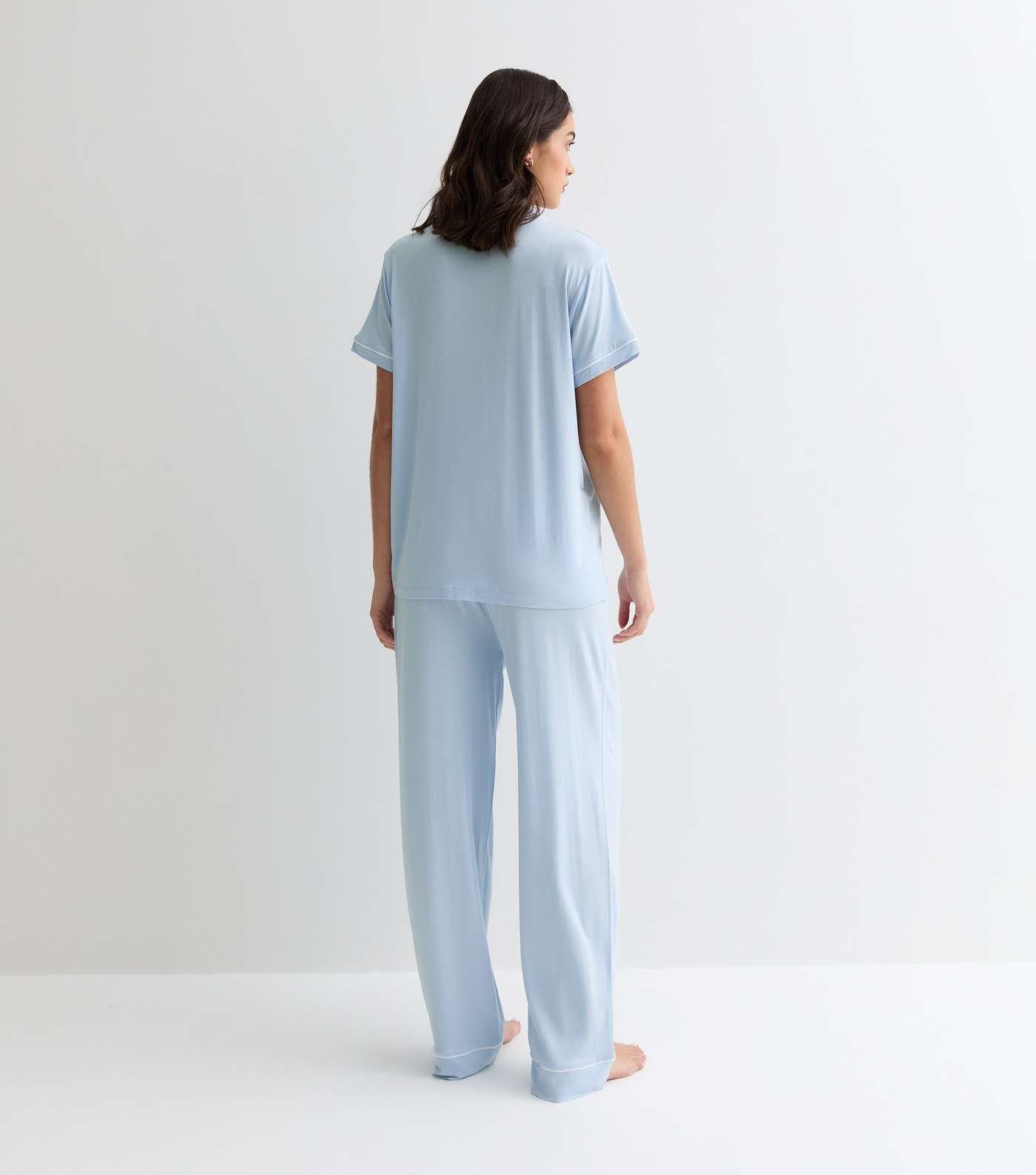 Maternity Pale Blue Revere Trouser Pyjama Set Image 3