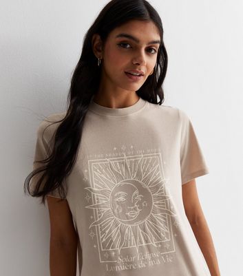 Mink Cotton Solar Eclipse Logo T-Shirt New Look