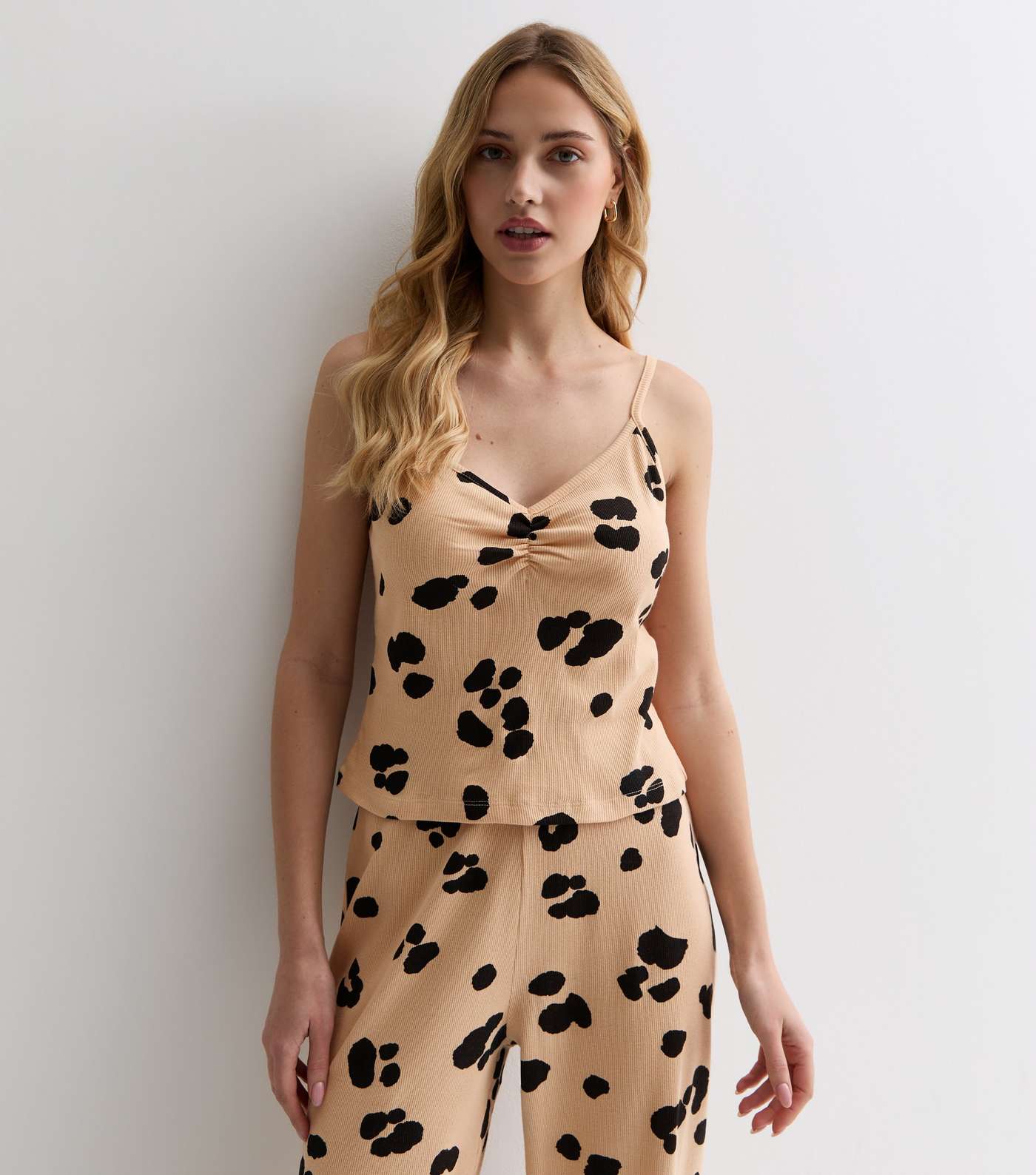 Brown Leopard Print Cotton Cami Pyjama Set Image 3