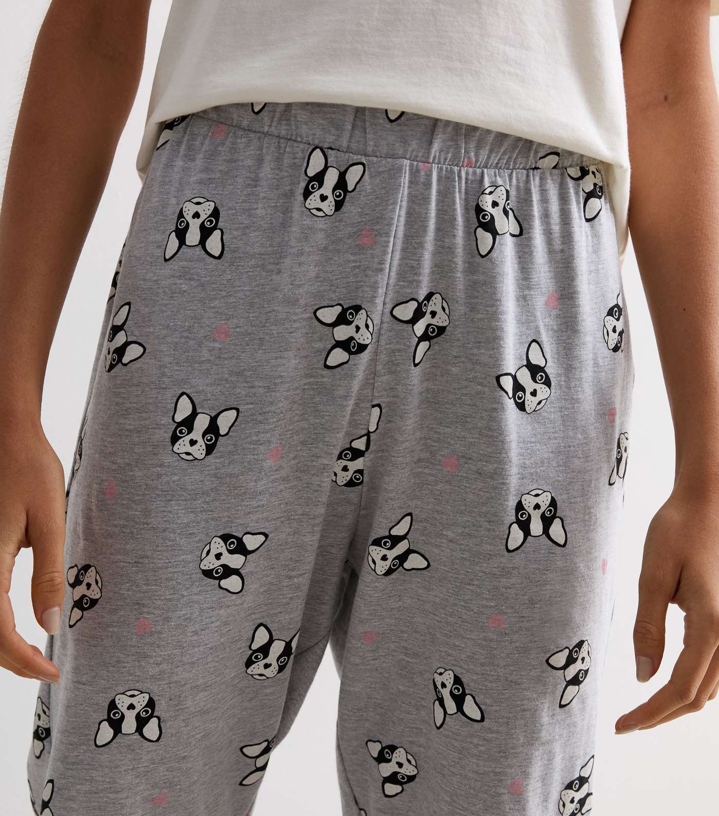 Light Grey Frenchie Print Trouser Pyjama Set Image 2