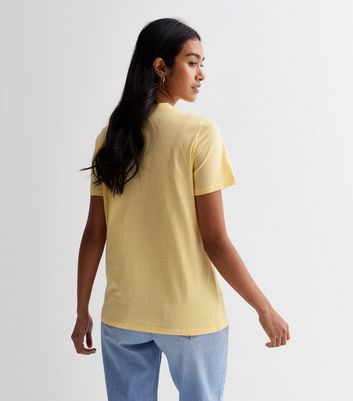 Pale Yellow Cotton Bee Free Logo T-Shirt New Look