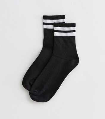 Black Ribbed Stripe Tube Socks