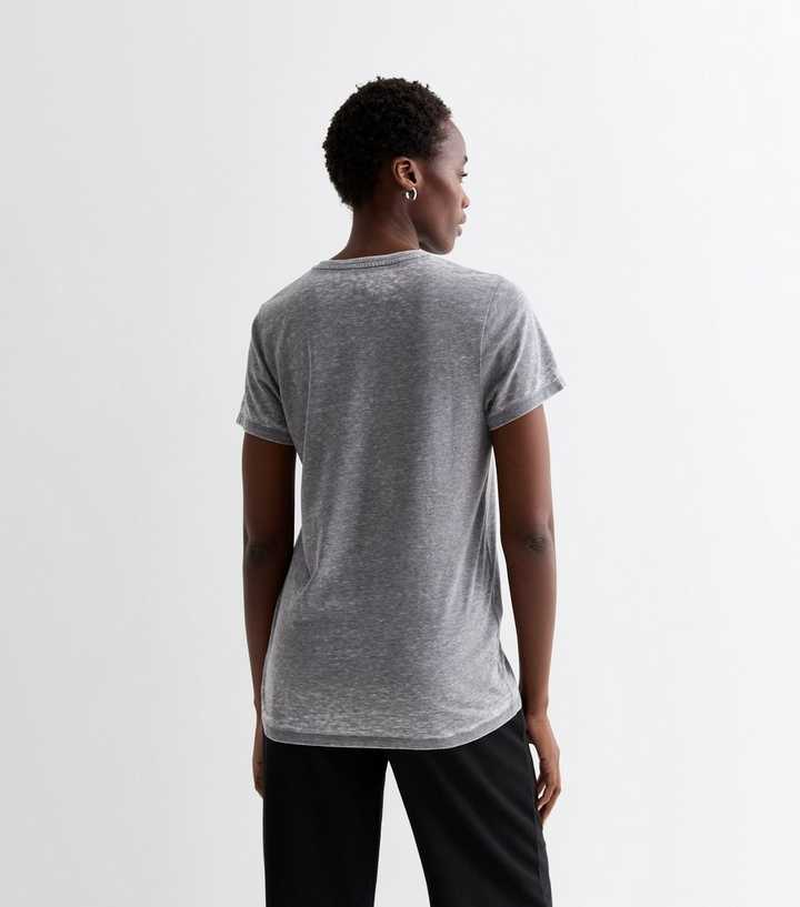 Tall Dark Grey Burnout Crew Neck T-Shirt