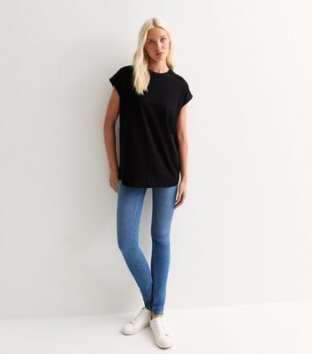 Tall Black Crochet Trim Cotton T-Shirt New Look